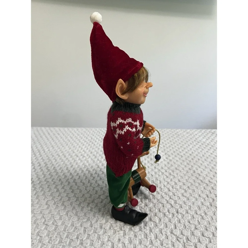 Karen Didion Style Celebrate It Darling Elves Elf With Pull Toy Horse Christmas